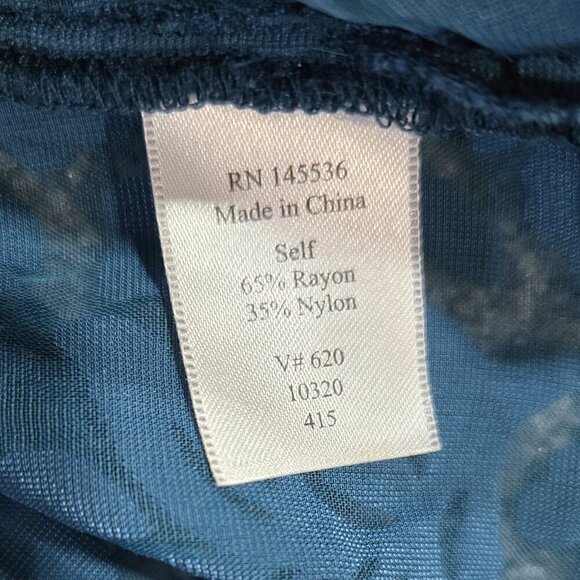 Coldwater Creek Blue Floral Burnout Velvet Sheer Blouse Whimsigoth - Picture 8 of 9